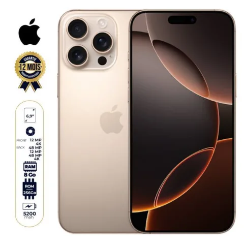 iPhone 16 Pro Max - Version Américaine - 256 Go - 8Go RAM - 6,9