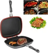 Poêle grill double face portable anti-brûlure 3