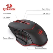 Souris Gaming sans fil Redragon - M690-1 avec changement de DPI, 2 boutons latéraux , 2400 DPI, design ergonomique et 7 boutons noirs 3