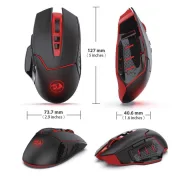 Souris Gaming sans fil Redragon - M690-1 avec changement de DPI, 2 boutons latéraux , 2400 DPI, design ergonomique et 7 boutons noirs 4