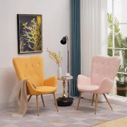 Fauteuil à oreilles Albatros Oxford avec tabouret - Housse aspect fourrure confortable 2