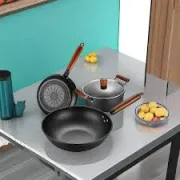 Ensemble de casseroles Casserole à soupe Wok en trois parties Casserole à frire Combinaison Maison Fer Pot Induction Cuisinière à gaz universelle 3