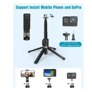 Trépied Selfie Stick - Eocean - 140cm Compatible iPhone-Téléphone Android - avec Télécommande Rechargeable et Kit de Connecteur d'Appareil Photo, Portable et Compact 3