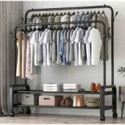 Porte-vêtements à Double Pôle, Rails de Rangement en Métal  2