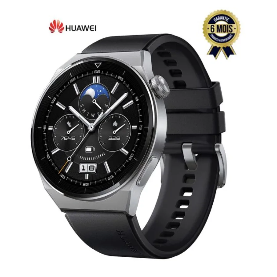 Smartwatch HUAWEI WATCH GT 3 PRO Titane Active noir 46 mm - Tracker de fitness - Moniteur de santé - Appels Bluetooth