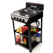 Cuisinière à gaz sur pied à 4 brûleurs avec étagère 1