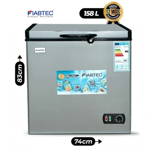 Congélateur coffre - FIABTEC - FTCFQ-158 - 158 Litres - Classe Éco A+ - Gris 