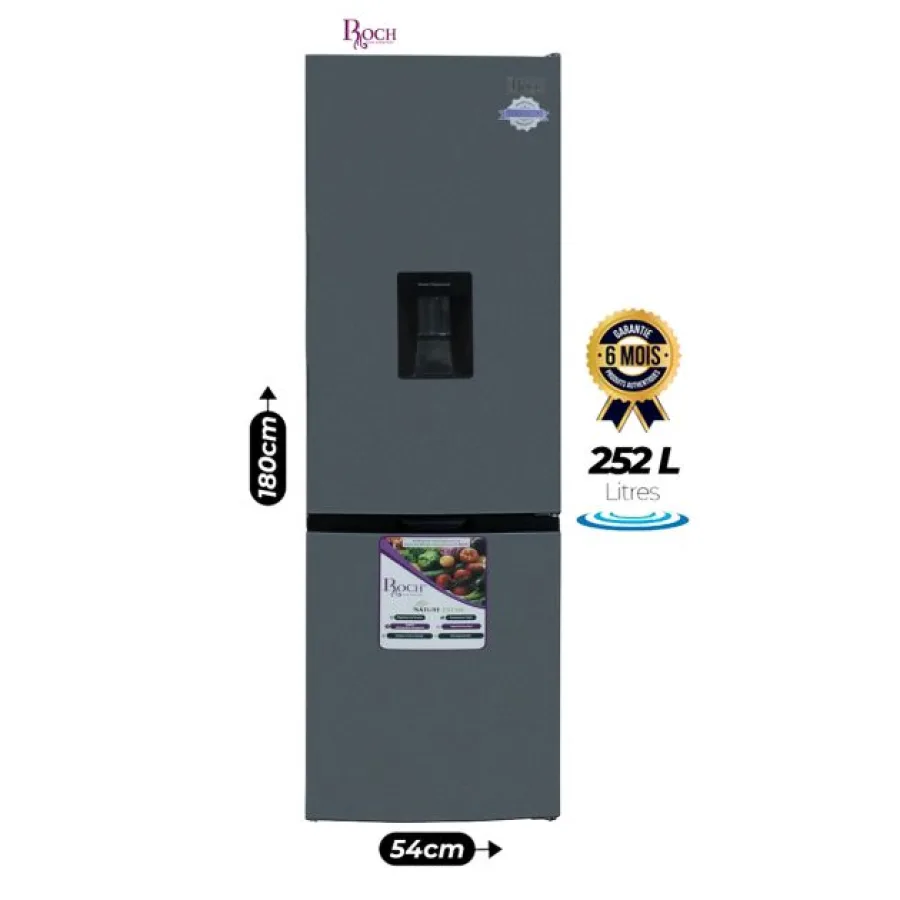 Réfrigérateur combiné - Roch - RFR-330 DB- B -254L- Gris