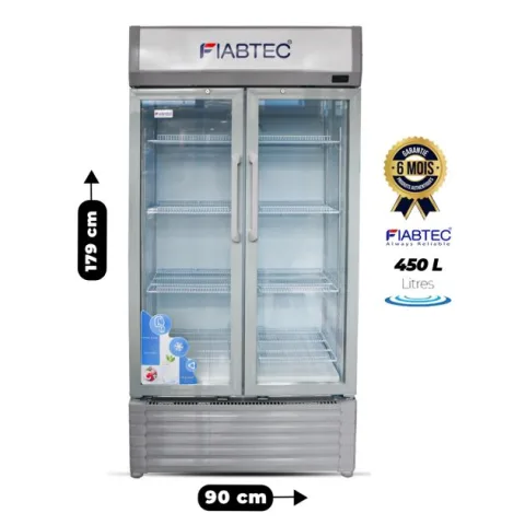 Réfrigérateur à Porte Vitrée - 450 Litres - FIABTEC - X-450D - Économique en énergie - Blanc 