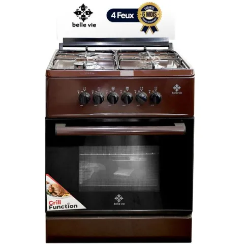 Cuisinière à gaz 4 foyers - Belle Vie - 50 × 50 cm - Marron