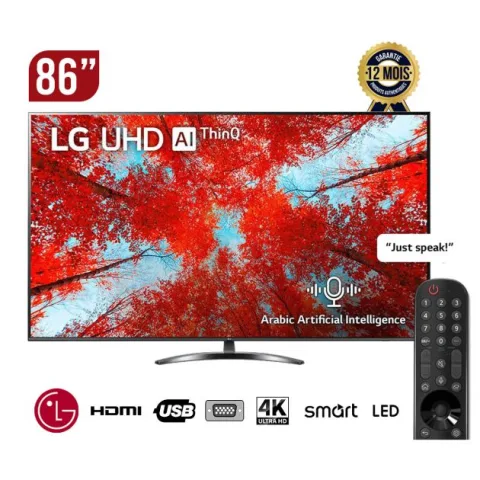 Smart TV LG UHD 4K Smart TV de 86 pouces Série UQ90 Garantie