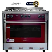 Cuisinière SIGNATURE - 5 Foyers - 60 x 90 cm - Inox - Rouge -  1