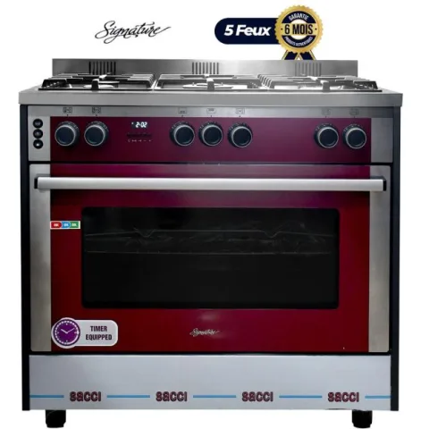 Cuisinière SIGNATURE - 5 Foyers - 60 x 90 cm - Inox - Rouge - 