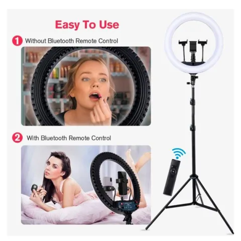 Ring light 18 pouces avec télécommande et trépied
