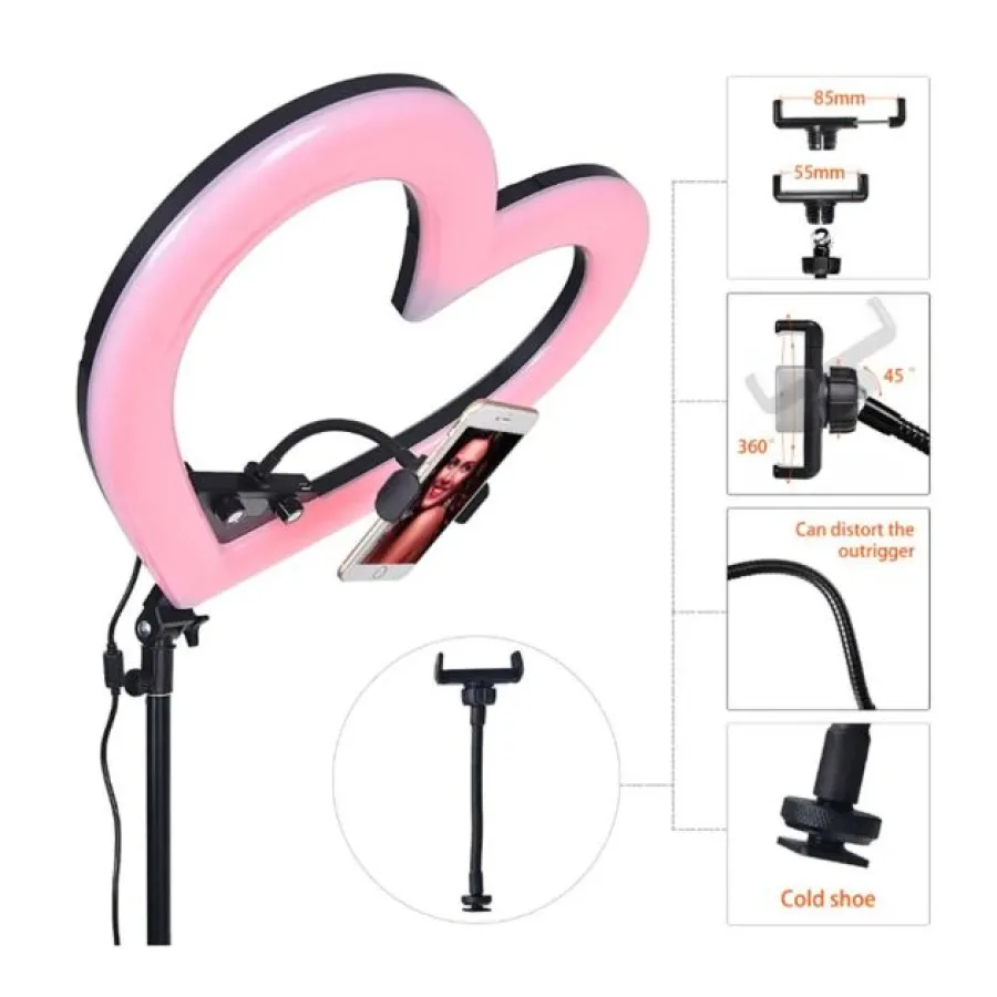 Ring light RGB - 10 pouces - Anneau lumineux en Cœur 