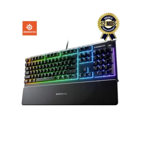 Clavier Gaming mécanique - Steelseries Apex 3 - Rétroéclairage PrismSync RGB Châssis en aluminium - Molette de réglage